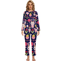 Bunny - Easter Pattern Womens  Long Sleeve Lightweight Pajamas Set