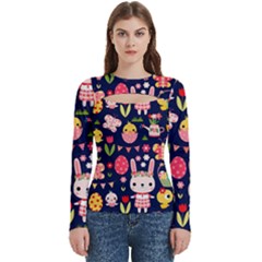 Bunny - Easter Pattern Women s Cut Out Long Sleeve T-shirt