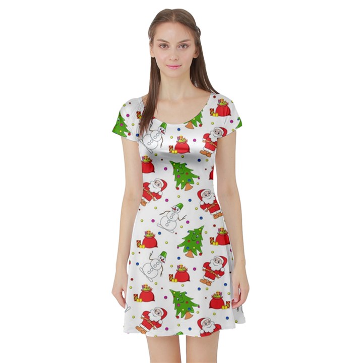 Christmas Pattern, Pattern, Christmas Short Sleeve Skater Dress