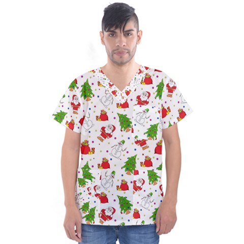 Christmas Pattern, Pattern, Christmas Men s V-neck Scrub Top by kyorashop23