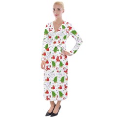 Christmas Pattern, Pattern, Christmas Velvet Maxi Wrap Dress