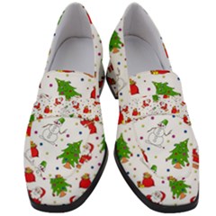 Christmas Pattern, Pattern, Christmas Women s Chunky Heel Loafers by kyorashop23