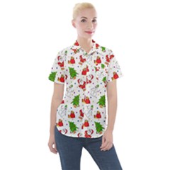 Christmas Pattern, Pattern, Christmas Women s Short Sleeve Pocket Shirt