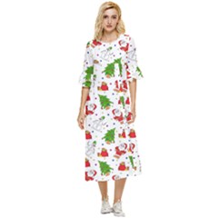 Christmas Pattern, Pattern, Christmas Double Cuff Midi Dress