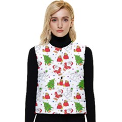 Christmas Pattern, Pattern, Christmas Women s Button Up Puffer Vest