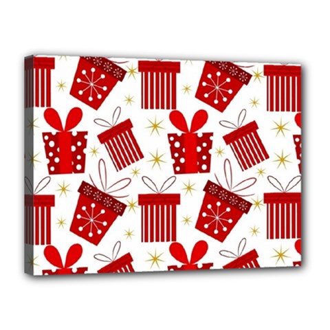 Christmas Texture, Pattern, Red, Craciun, Christmas, Bow, Gift Canvas 16  X 12  (stretched) by kyorashop23