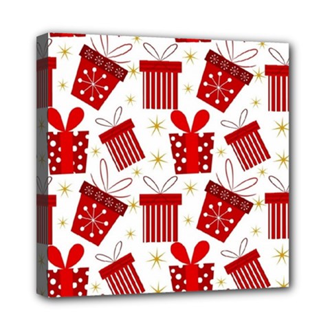 Christmas Texture, Pattern, Red, Craciun, Christmas, Bow, Gift Mini Canvas 8  X 8  (stretched)