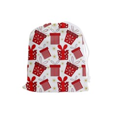 Christmas Texture, Pattern, Red, Craciun, Christmas, Bow, Gift Drawstring Pouch (large)