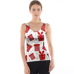 Christmas Texture, Pattern, Red, Craciun, Christmas, Bow, Gift Women s Basic Tank Top