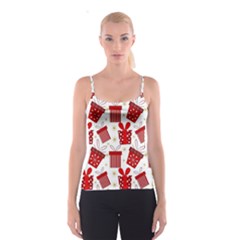 Christmas Texture, Pattern, Red, Craciun, Christmas, Bow, Gift Spaghetti Strap Top