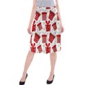 Christmas Texture, Pattern, Red, Craciun, Christmas, Bow, Gift Midi Beach Skirt View1