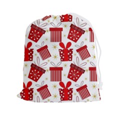 Christmas Texture, Pattern, Red, Craciun, Christmas, Bow, Gift Drawstring Pouch (2xl)