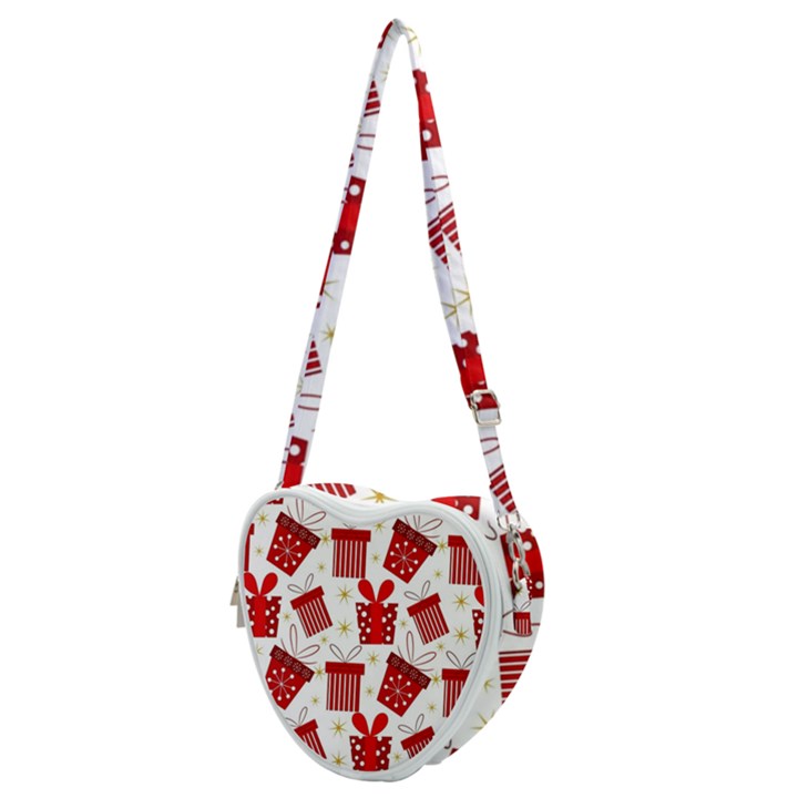 Christmas Texture, Pattern, Red, Craciun, Christmas, Bow, Gift Heart Shoulder Bag