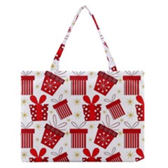 Christmas Texture, Pattern, Red, Craciun, Christmas, Bow, Gift Zipper Medium Tote Bag