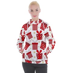 Christmas Texture, Pattern, Red, Craciun, Christmas, Bow, Gift Women s Hooded Pullover