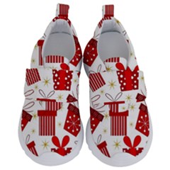 Christmas Texture, Pattern, Red, Craciun, Christmas, Bow, Gift Kids  Velcro No Lace Shoes by kyorashop23