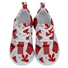 Christmas Texture, Pattern, Red, Craciun, Christmas, Bow, Gift Running Shoes