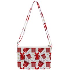 Christmas Texture, Pattern, Red, Craciun, Christmas, Bow, Gift Double Gusset Crossbody Bag