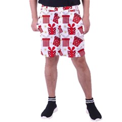 Christmas Texture, Pattern, Red, Craciun, Christmas, Bow, Gift Men s Pocket Shorts