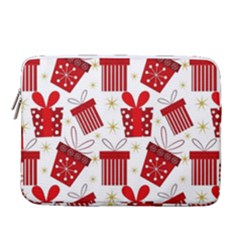 Christmas Texture, Pattern, Red, Craciun, Christmas, Bow, Gift 14  Vertical Laptop Sleeve Case With Pocket by kyorashop23