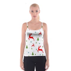 Christmas Texture, Pattern, Red, Craciun, Christmas, Snowflake, Spaghetti Strap Top