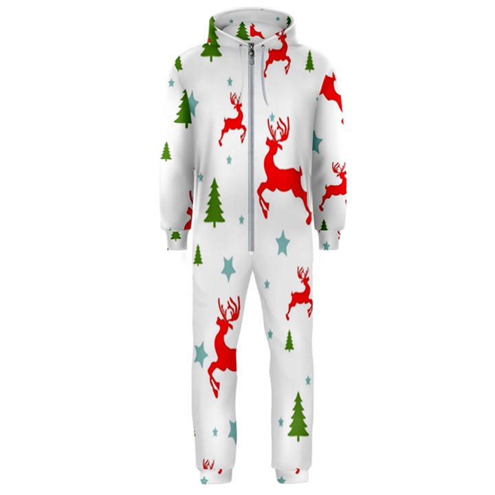 Christmas Texture, Pattern, Red, Craciun, Christmas, Snowflake, Hooded Jumpsuit (Men)