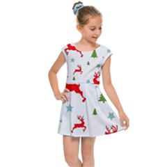 Christmas Texture, Pattern, Red, Craciun, Christmas, Snowflake, Kids  Cap Sleeve Dress