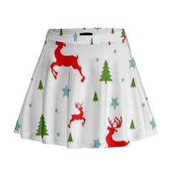 Christmas Texture, Pattern, Red, Craciun, Christmas, Snowflake, Mini Flare Skirt