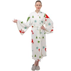 Christmas Texture, Pattern, Red, Craciun, Christmas, Snowflake, Maxi Velvet Kimono