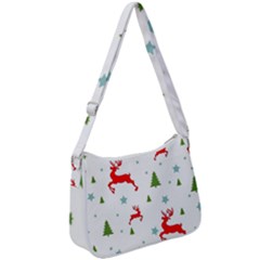 Christmas Texture, Pattern, Red, Craciun, Christmas, Snowflake, Zip Up Shoulder Bag