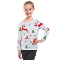 Christmas Texture, Pattern, Red, Craciun, Christmas, Snowflake, Kids  Long Mesh T-shirt