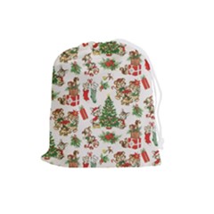 Christmas Texture, Pattern, Red, Tree, Craciun, Green, Christmas Drawstring Pouch (large)