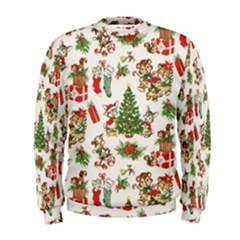 Christmas Texture, Pattern, Red, Tree, Craciun, Green, Christmas Men s Sweatshirt