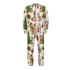 Christmas Texture, Pattern, Red, Tree, Craciun, Green, Christmas Onepiece Jumpsuit (kids)