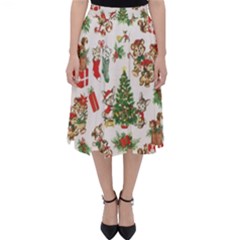 Christmas Texture, Pattern, Red, Tree, Craciun, Green, Christmas Classic Midi Skirt