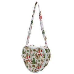 Christmas Texture, Pattern, Red, Tree, Craciun, Green, Christmas Heart Shoulder Bag