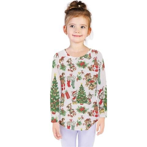 Christmas Texture, Pattern, Red, Tree, Craciun, Green, Christmas Kids  Long Sleeve T-shirt by kyorashop23