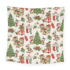 Christmas Texture, Pattern, Red, Tree, Craciun, Green, Christmas Square Tapestry (large) by kyorashop23