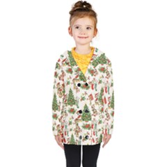 Christmas Texture, Pattern, Red, Tree, Craciun, Green, Christmas Kids  Double Breasted Button Coat