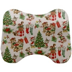 Christmas Texture, Pattern, Red, Tree, Craciun, Green, Christmas Head Support Cushion