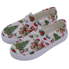 Christmas Texture, Pattern, Red, Tree, Craciun, Green, Christmas Kids  Canvas Slip Ons