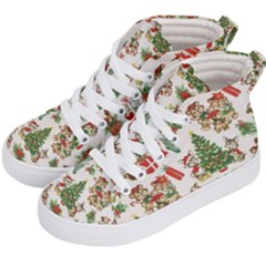 Christmas Texture, Pattern, Red, Tree, Craciun, Green, Christmas Kids  Hi-top Skate Sneakers