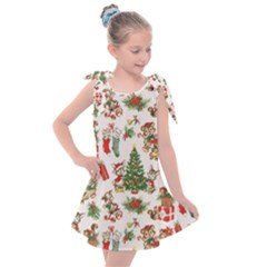 Christmas Texture, Pattern, Red, Tree, Craciun, Green, Christmas Kids  Tie Up Tunic Dress