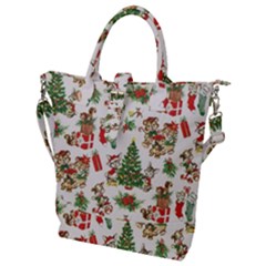 Christmas Texture, Pattern, Red, Tree, Craciun, Green, Christmas Buckle Top Tote Bag