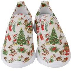 Christmas Texture, Pattern, Red, Tree, Craciun, Green, Christmas Kids  Slip On Sneakers