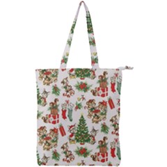 Christmas Texture, Pattern, Red, Tree, Craciun, Green, Christmas Double Zip Up Tote Bag by kyorashop23