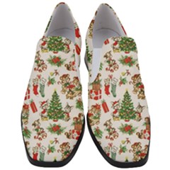 Christmas Texture, Pattern, Red, Tree, Craciun, Green, Christmas Women Slip On Heel Loafers