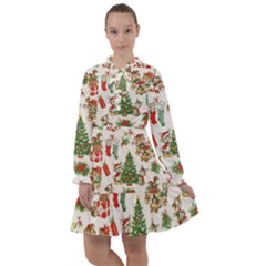 Christmas Texture, Pattern, Red, Tree, Craciun, Green, Christmas All Frills Dress