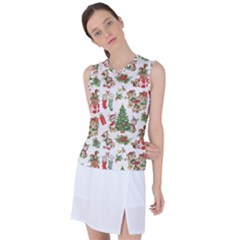 Christmas Texture, Pattern, Red, Tree, Craciun, Green, Christmas Women s Sleeveless Sports Top