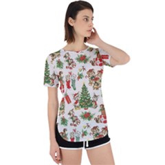 Christmas Texture, Pattern, Red, Tree, Craciun, Green, Christmas Perpetual Short Sleeve T-shirt